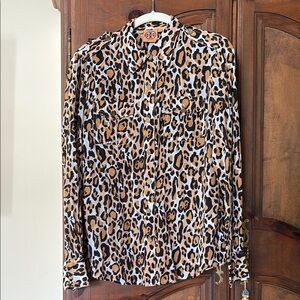 Tory Burch Leopard Print Blouse - Black, Brown, Tan